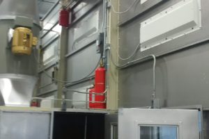 liquid spray application in operation in facility